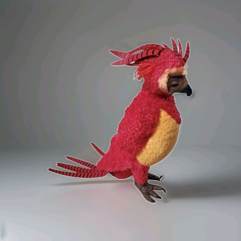 Harry Potter Fawkes Phoenix Plush Red Bird Felt Tail Crest 17” Noble Collection